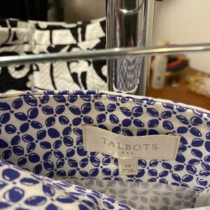 Talbots Leaf Print Skirt in Blue and White